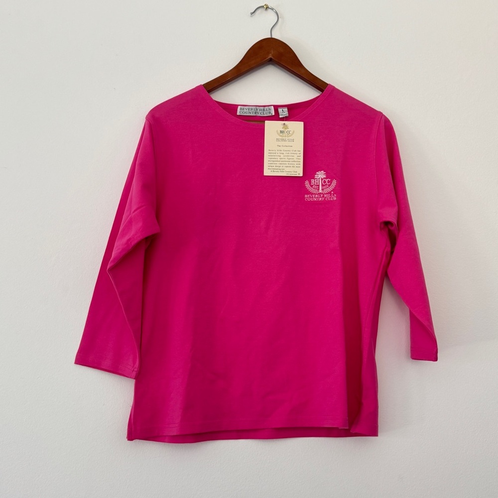 Beverly Hills Country Club Pink 3/4 Sleeve Shirt Preppy Old Money L